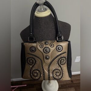 Chic Black and Gold Embellished Shoulder Bag